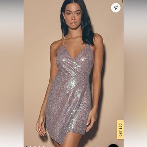Hilaria Mauve Pink Iridescent Sequin Bodycon Mini Dress